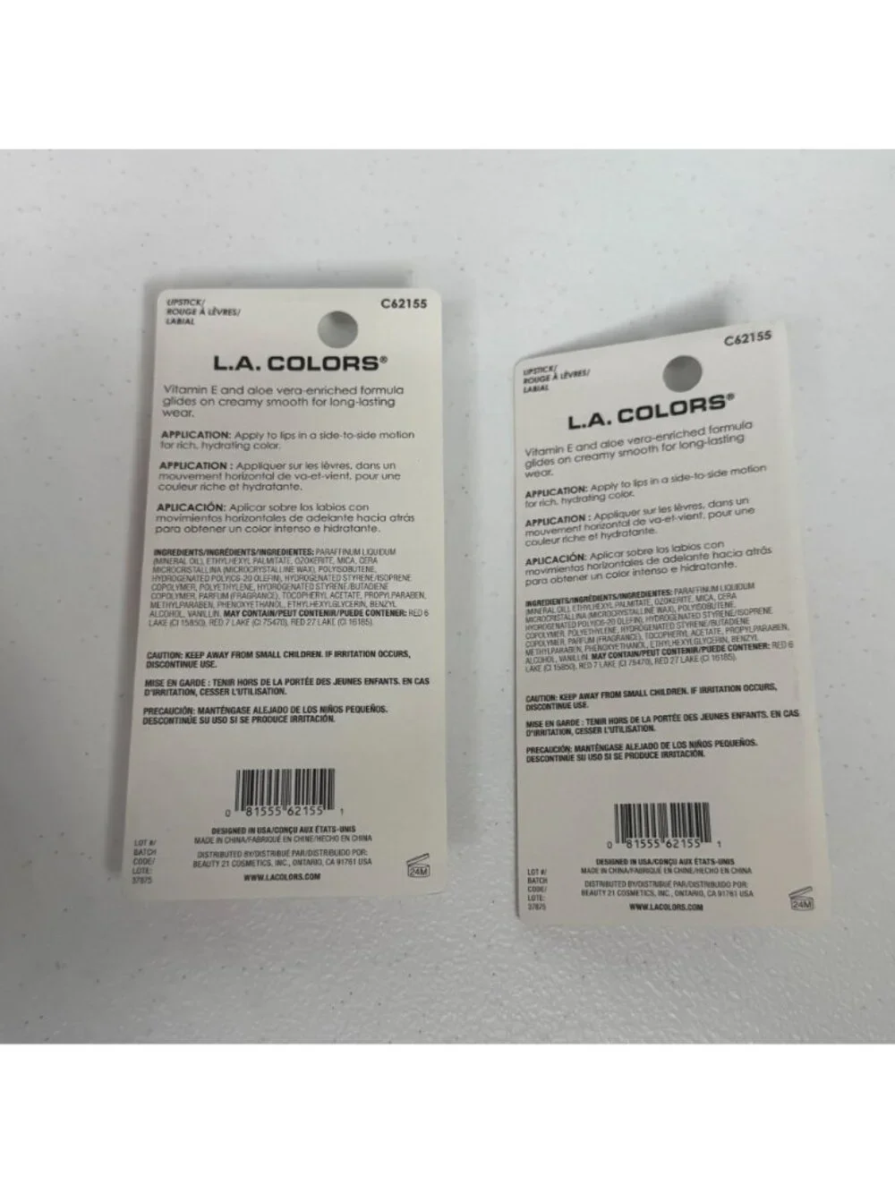 L.A. Colors Hydrating Lipstick Red Alert C62155 2 Pack